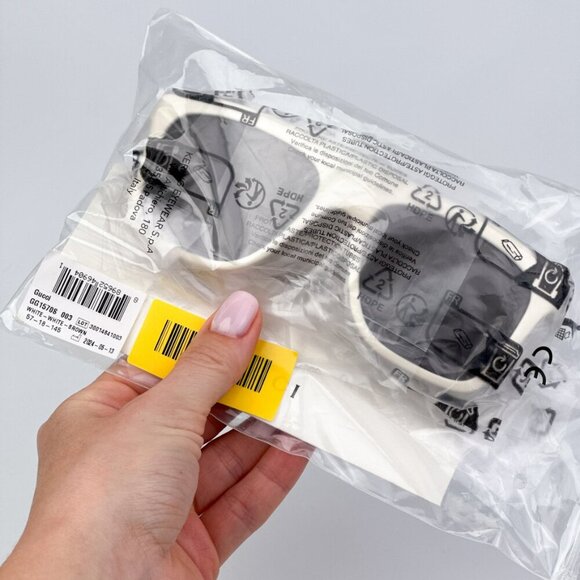 Gucci GG1570S 003 BRAND NEW Sunglasses Matte White Brown Unisex Pilot - Picture 10 of 11